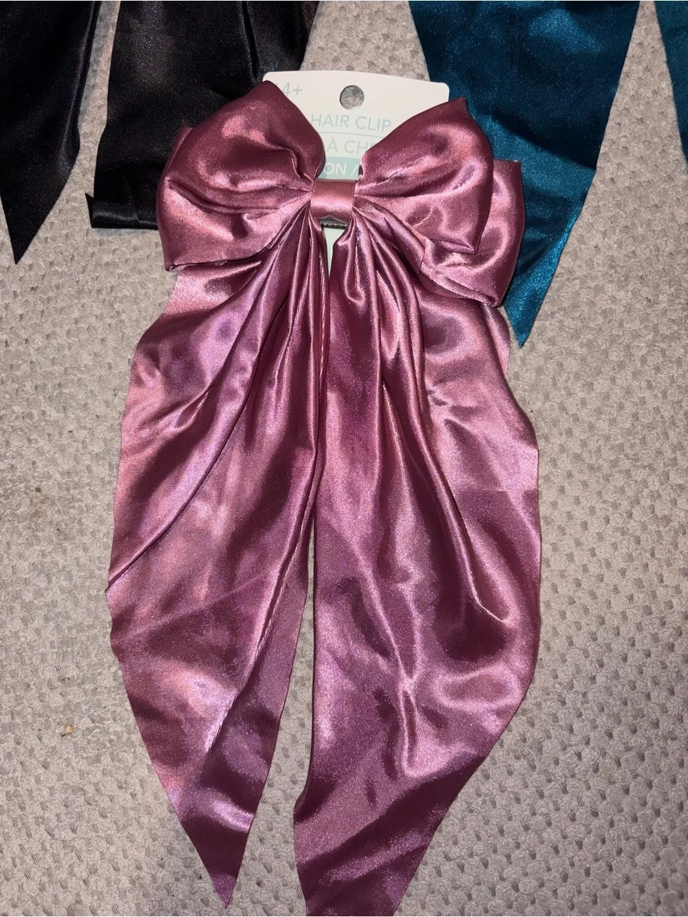 WT The Gilded Occasion Satin Long Tail Hair Bow Clip Bundle Set of 3